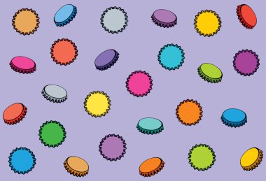 Açık mor zemin üzerinde eski, boş çelik kola kaplaması şekli. Parlak renkli çizgiler, el çizimi cam patlamış içki kokteyl logosu piktogram rozet tabelası, sanat retro karikatür tarzında kaplanabilir tasarım. Makro görünümü kapat