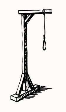 Vektör çizimi. Döngülü ahşap darağacı