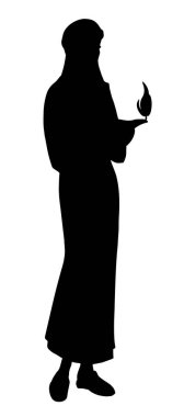 Vektör çizimi. Lambalı kız.