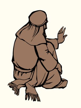 Vektör çizimi. Yerde oturan kadın.