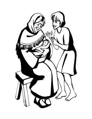 Vektör çizimi. Anne ve bebek.