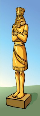 Vektör çizimi. Büyük altın heykel