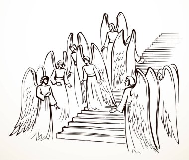 Aziz Seraph meleği efsanevi kahraman kilisenin en büyük umudu. El yapımı güç kutsal eski mucize giysi insan ruhu sineği kalk ayağa kalk inanç efsanesine ulaş dua et eski efsane sanat eskizi