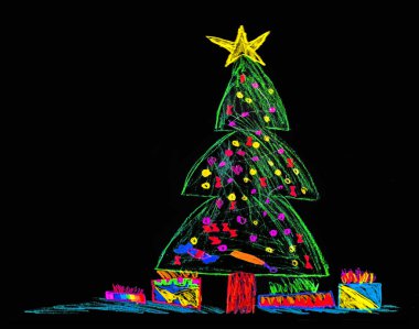 Şirin, büyük, sihirli mesaj alanı yeşil, karlı doğa parkı hatta kara gökyüzü sahnesi. Retro rustik stil manzaralı ahşap kutu parlak kalem boyası parlak lamba ışığı parıltısı parıltılı sim kartın resmi