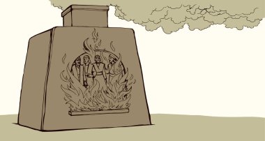 Vektör çizimi. Genç erkekler fırında.