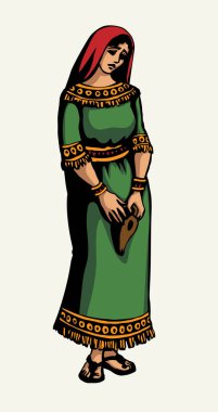 Vektör çizimi. Lambalı kız.