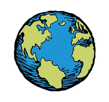 Vektör çizimi. Dünya gezegeni simgesi