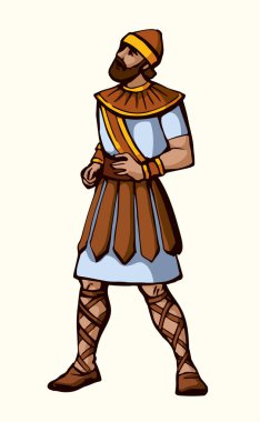 Vektör çizimi. Kral fırındaki gençlere bakıyor.