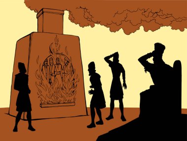 Vektör çizimi. Genç erkekler fırında.