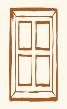 Vektör çizimi. Eski ahşap pencere