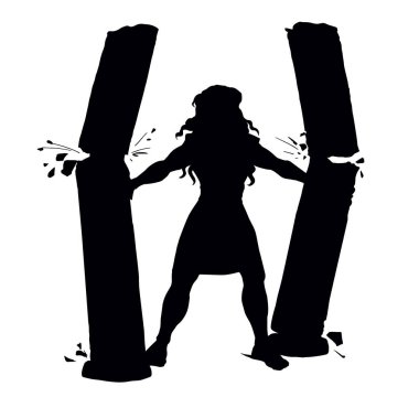 Vektör çizimi. Samson tapınağı yok ediyor