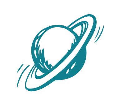 Vektör çizimi. Gökyüzünde büyük bir gezegen