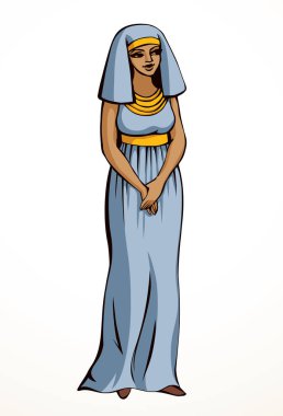 Genç yetişkin Arap etnik güzellik gülümsemesi Doğu Asya 'ya, İncil' e, Yahudi bayan altın mücevher tacına, lütfen Arap soylu krala sorun. Siyah çizgili el, Asyalı Yahudi, İncil 'deki Tanrı, beyaz sanat stili çizer.