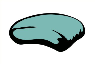 Taze koku köpüğü etrafındaki büyük eğriyi kapat. Nesneleri durula. Kağıt arkaplan alanı. Siyah renkli mürekkep kalemi basit soyut güzellik amblemi amblemi eski karalama sanat tasarım tarzı 