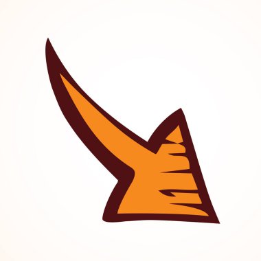 Close up cute down side grunge artist ui white paper backdrop text space. Freehand outline black ink paint way logotype emblem insignia design sketchy clip art modern contour scribble style brush label