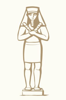 Giza Kahire sfenks şehir logosu tabelası Luxor Palace Africa Amun harabe. El çizimi geçmiş etnik efsane kafa taç, tabut, taş sütun, karikatür, siyah çizgi çizim tarzı.
