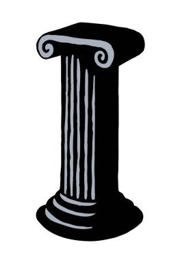 Yaş Doric süslemesi, Roma mermeri seyahat tapınağı dekoru, pilon bloğu oyma, temel podyum ışık duvarı görüntüsü, metin alanı arkaplanı. Siyah mürekkep kalem el çizimi logo konsepti karalama sanatçısı tarzı
