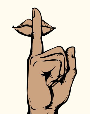 Sıradan genç erkek çocuk kol gürültüsünü kapatın. Yasak beyaz metin alanı. Kırmızı renk yakın plan 1 güzel yetişkin bayan gösteri yasağı logosu çizimi yapıyor. Retro çocuk çizgi film çizimi tarzı