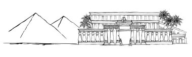 Vektör Çizimi. Antik Mısır Sarayı