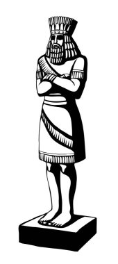 Orta Doğu 'nun büyük Sümer dönemi altın sarısı Irak kraliyet prensi Xerx giysi giysi Yahudi peygamber beyaz vücut bacağı simgesi. Çizgili siyah kalem el İran 'ın çizdiği resim, eski sanat eserlerinin Yahudi tarzı. 