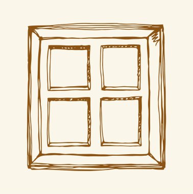 Vektör çizimi. Eski ahşap pencere