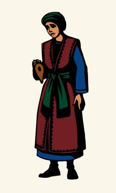 Vektör çizimi. Lambalı kız.