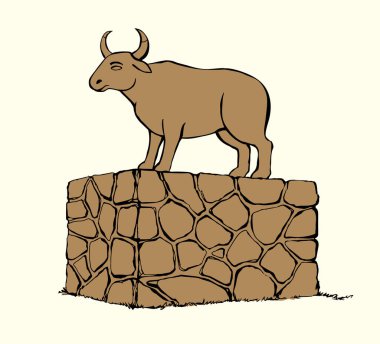 Vektör çizimi. Büyük altın heykel