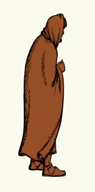 Vektör çizimi. Antik adam. Yan görünüm