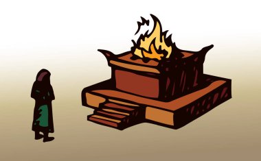 Vektör çizimi. Eski Yahudi Sunağı