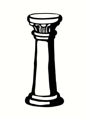 Yaş Doric süslemesi, Roma mermeri seyahat tapınağı dekoru, pilon bloğu oyma, temel podyum ışık duvarı görüntüsü, metin alanı arkaplanı. Siyah mürekkep kalem el çizimi logo konsepti karalama sanatçısı tarzı