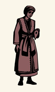 Vektör çizimi. Lambalı kız.