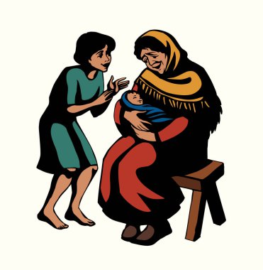 Vektör çizimi. Anne ve bebek.