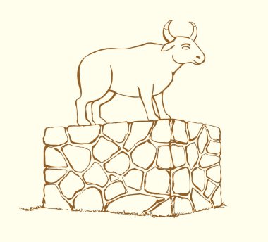 Vektör çizimi. Büyük altın heykel