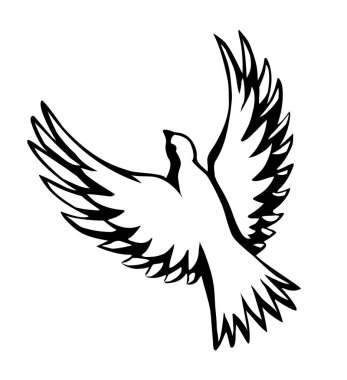 Vektör çizimi. Güzel uçan güvercin.