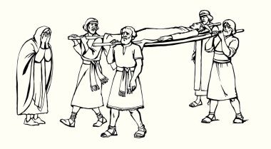 Vektör çizimi. Adamın cenazesi.