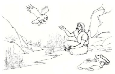 Kutsal muhtaçlara muhtaç, mutsuz, mutlu, son sınıf erkek, yahudi, dinlenme yerinde otur ve Tanrı 'ya hikaye çizimi yap. Asya Doğu Çağı 'nda kıtlık elbisesi kumaş kalesi sineği kuru dere gökyüzünü besliyor İbrani inanç sembolü