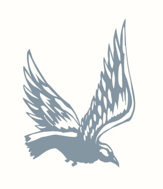 Koyu mürekkep kalemle çizilmiş Corvidae Corone Corone kuyruk tüyü amblem tasarımı retro art doodle kalem karikatür baskı stili. Yakın görünüm hafif kağıt eski büyük göl gaga resmi gökyüzü metin uzayı