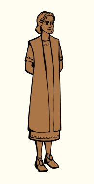 Şirin İranlı Yahudi çocuk Joseph duacı cübbesi kumaş çizgili kutsal İsrail dindar tanrısı. İsa Mesih 'in inancı. Çizgi film tarzı. Suudi İran' ın ortasında.