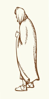 El çizimi, kutsal tanrı erkek haham, yay işareti, Asya kilisesi inancı, resim çizimi, beyaz gökyüzü. Musa dişi Yahudi, dikiz aynasından gizle. Pelerin, kurtarıcı sembolü.