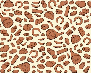 Yağsız domuz yağı, domuz budu, pirzola, bıçak, aperatif, beyaz arka plan. Kırmızı çizgi çizili natur buğulama kuzu eti sosis sosis, pirzola dükkânı öğle yemeği menüsü simge retro resim tasarımı tasarımı