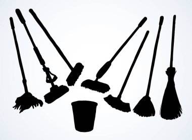 Beyaz oda metin uzayındaki çöp yumağı nesnesini temizleyin. Siyah el çizimi, sağlık sıvısı temizleyici bez küvet kovası logosu. Retro çizgi çizgi film sanatı görünüm çöp kutusunu kapatın