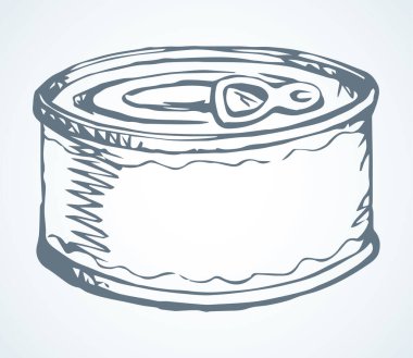 Beyaz mağaza zemin üzerinde tincan banka kutusu kapağı. Anahat siyah mürekkep el çizilmiş çelik Bar lezzetli pişirme Pet pot kavanoz paketi logo piktogram tasarım sanat Doodle retro stil kağıt metin alanı etiket üzerinde. Yakın çekim