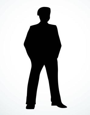 Yetişkin servis elemanı Avatar kol kalçası logo amblemi konsepti. Ana hatları siyah mürekkep kalem eli düz yönetimli bekle ağ ui web tasarımı modern sanat doodle tarzı beyaz kağıt metin alanı