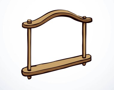Paslı, ağır, kahverengi 2 atlı, hayvan başlı takım işçi yükü dizginli tasma tasması. Siyah çizgili el çizimi çift güçlü canavar tarlası çiftlik ahırı el arabası beyaz eski İncil çizgi film sanat logosu