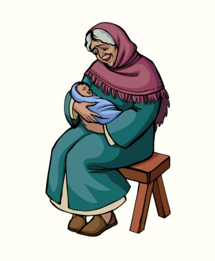 Yetişkin yaşta, doğuda İsrail 'in annesi hassas kollarında oturur küçük Isaac' i oynar yeni doğmuş istirahat eder tatlı anne kahkahası atar. Siyahi, Yahudi, Müslüman, neşeli, neşeli, sevgi dolu bir eş. Yüzünüzü Tanrı 'ya dönün. İnanç hikayesi.