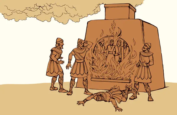 Doğu Suriye yasalarına göre 3 yaş grubu kollarını bağladı. Yahudi erkek kurban ocağın dumanına dayanmak için dua ediyor. Çizgideki kalem el, geriye doğru çizilmiş. Yazar İranlı Arap. Panik atak, korku, ölüm.