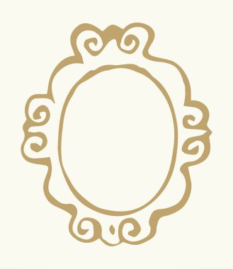 Yaşlanmış rustik canlandırma boş elips kartı. Siyah mürekkep boyalı kalem el çizimi boş rokoko deco sanatçısı karalama karalama karikatür desen tarzı. Kapanış görünümü beyaz duvar metin alanı arkaplanı