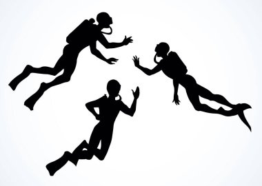 Çocuk avcı oksijen eğlenceli beyaz tropik su mercan resifi balık havuzu. Siyah çizgili erkek çocuk turist logosu tasarımı. Yakın plan iş kıyafeti mayo görünümlü karikatür çizim stili.