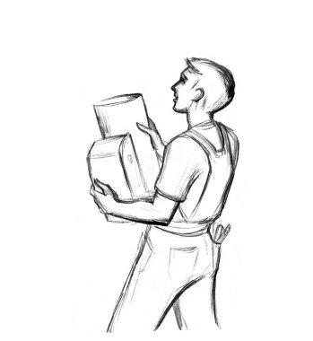 Erkek insan yapısı yeni boru lambası onarımı ağır kargo onarımı, beyaz boya, vinil duvarlı metin alanı. Kapalı yerde çekiliş, on sentlik beceri, yenilenme, çizim, çizim, karikatür tarzı sanat tasarımı.