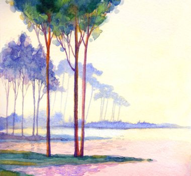 Parlak el, suluboya taze bulut serin bahar günü sahne arkası açık kırmızı boya tablosu çizdi. Çalı çırpı vadisi kırsal sakin ıslak buzlu yeni yıl dere kıyısı manzarası